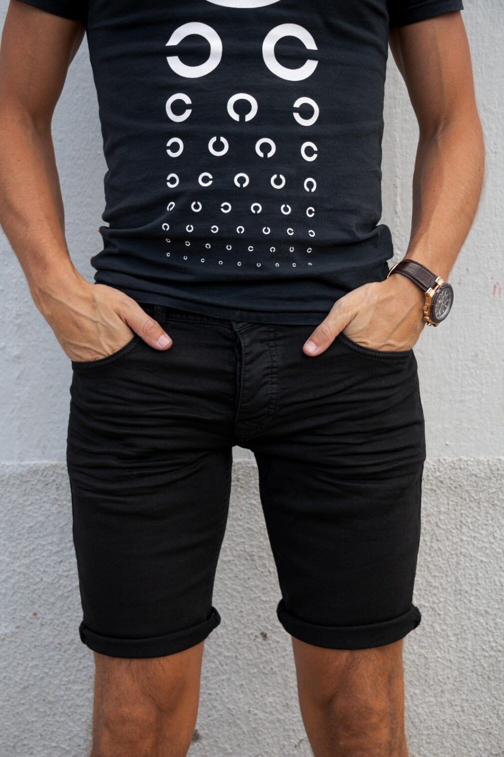 Jogging Jeans Korte Broek Heren, Zwart (Broek Valt Smal)