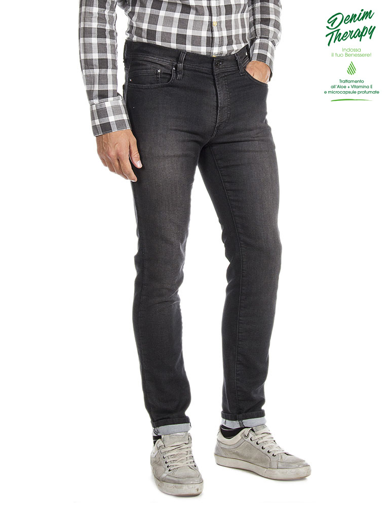 Jogging Jeans Zwart/Grijs Regular Fit, Paspoort-910 (Model 707)