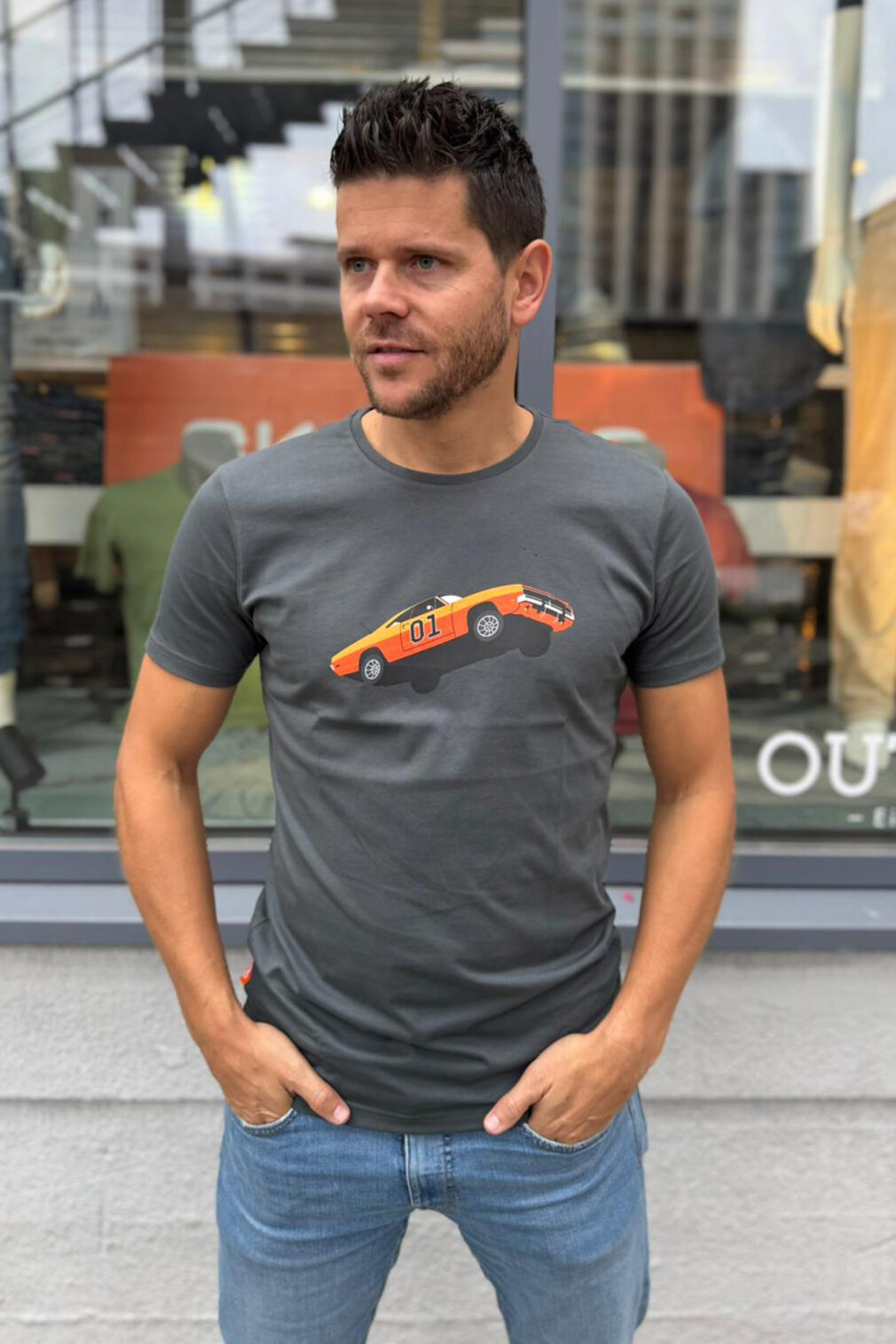 Okimono, Herren-T-Shirt, Grau, General Lee